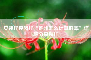 安装程序教程“德州怎么计算胜率”详细分享装挂