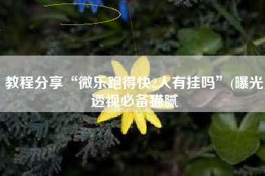 教程分享“微乐跑得快2人有挂吗”(曝光透视必备猫腻