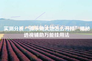 实测分析“微乐锄大地怎么开挂”揭秘透视辅助万能挂用法