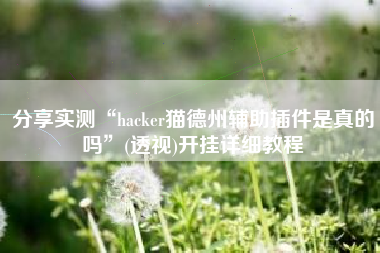 分享实测“hacker猫德州辅助插件是真的吗”(透视)开挂详细教程