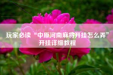 玩家必读“中原河南麻将开挂怎么弄”开挂详细教程