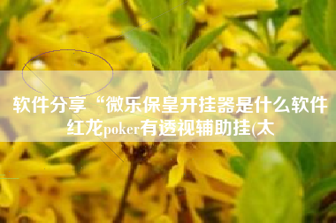 软件分享“微乐保皇开挂器是什么软件红龙poker有透视辅助挂(太