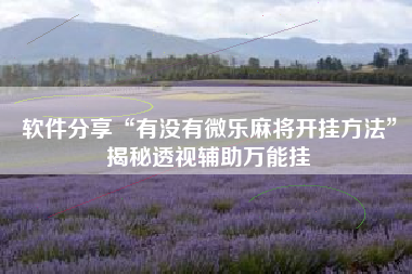 软件分享“有没有微乐麻将开挂方法”揭秘透视辅助万能挂