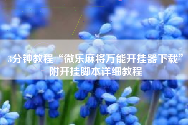 3分钟教程“微乐麻将万能开挂器下载”附开挂脚本详细教程