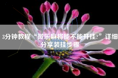 3分钟教程“微乐麻将能不能开挂?”详细分享装挂步骤