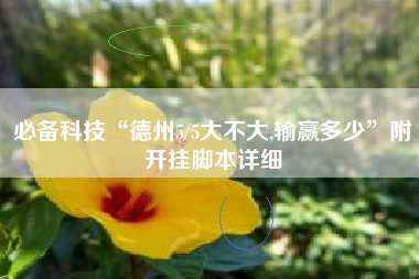 必备科技“德州5/5大不大,输赢多少”附开挂脚本详细