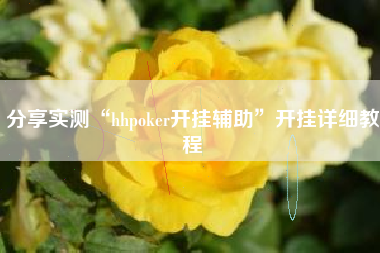 分享实测“hhpoker开挂辅助”开挂详细教程