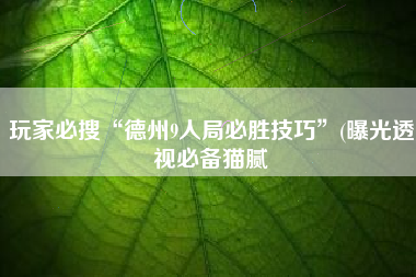 玩家必搜“德州9人局必胜技巧”(曝光透视必备猫腻 玩家必搜“德州9人局必胜技巧”(曝光透视必备猫腻