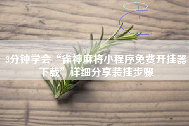 3分钟学会“雀神麻将小程序免费开挂器下载”详细分享装挂步骤 3分钟学会“雀神麻将小程序免费开挂器下载”详细分享装挂步骤