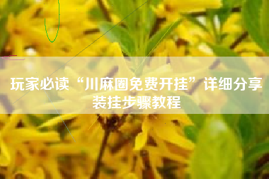 玩家必读“川麻圈免费开挂”详细分享装挂步骤教程 玩家必读“川麻圈免费开挂”详细分享装挂步骤教程