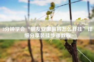 3分钟学会“朋友安徽麻将怎么开挂”详细分享装挂步骤教程