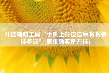 开挂辅助工具“手机上打皮皮麻将将装挂多钱”(原来确实是有挂)