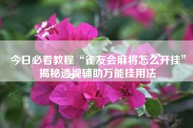 今日必看教程“雀友会麻将怎么开挂”揭秘透视辅助万能挂用法