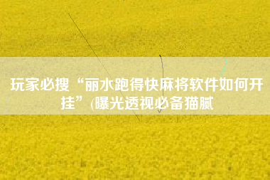 玩家必搜“丽水跑得快麻将软件如何开挂”(曝光透视必备猫腻