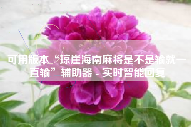 可用版本“琼崖海南麻将是不是输就一直输”辅助器 - 实时智能回复 可用版本“琼崖海南麻将是不是输就一直输”辅助器 - 实时智能回复