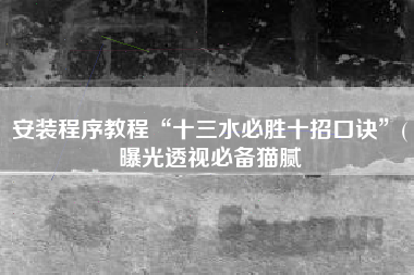 安装程序教程“十三水必胜十招口诀”(曝光透视必备猫腻 安装程序教程“十三水必胜十招口诀”(曝光透视必备猫腻