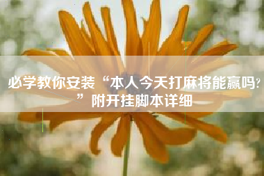 必学教你安装“本人今天打麻将能赢吗?”附开挂脚本详细