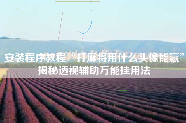 安装程序教程“打麻将用什么头像能赢”揭秘透视辅助万能挂用法