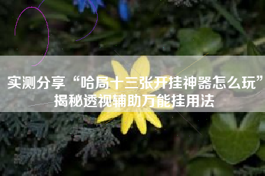 实测分享“哈局十三张开挂神器怎么玩”揭秘透视辅助万能挂用法