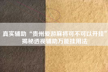真实辅助“贵州爱游麻将可不可以开挂”揭秘透视辅助万能挂用法