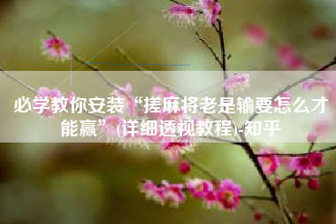 必学教你安装“搓麻将老是输要怎么才能赢”(详细透视教程)-知乎 必学教你安装“搓麻将老是输要怎么才能赢”(详细透视教程)-知乎