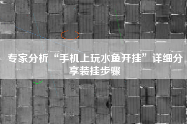 专家分析“手机上玩水鱼开挂”详细分享装挂步骤 专家分析“手机上玩水鱼开挂”详细分享装挂步骤