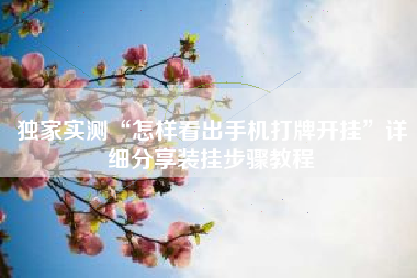 独家实测“怎样看出手机打牌开挂”详细分享装挂步骤教程