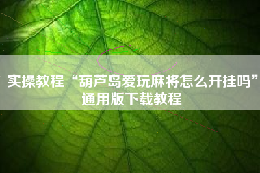 实操教程“葫芦岛爱玩麻将怎么开挂吗”通用版下载教程 实操教程“葫芦岛爱玩麻将怎么开挂吗”通用版下载教程