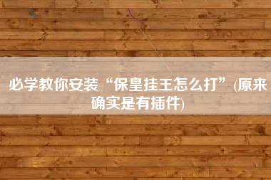 必学教你安装“保皇挂王怎么打”(原来确实是有插件)