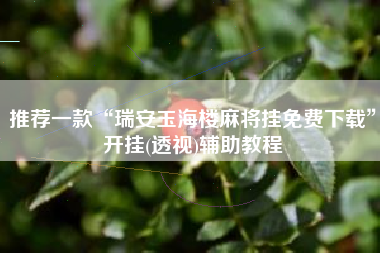 推荐一款“瑞安玉海楼麻将挂免费下载”开挂(透视)辅助教程 推荐一款“瑞安玉海楼麻将挂免费下载”开挂(透视)辅助教程