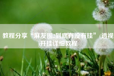 教程分享“麻友圈2到底有没有挂”(透视)开挂详细教程