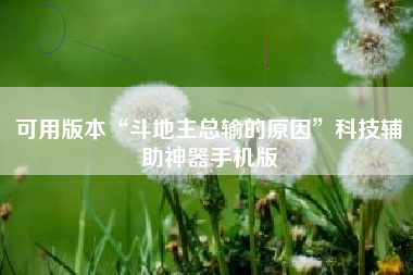 可用版本“斗地主总输的原因”科技辅助神器手机版