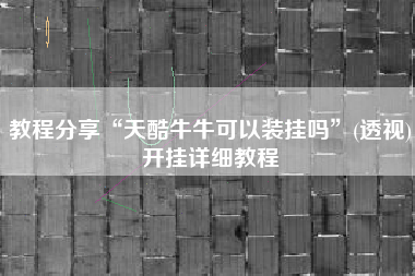 教程分享“天酷牛牛可以装挂吗”(透视)开挂详细教程