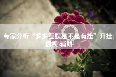 专家分析“多多互娱是不是有挂”开挂(透视)辅助