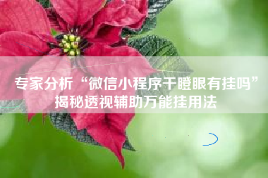 专家分析“微信小程序干瞪眼有挂吗”揭秘透视辅助万能挂用法