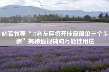 必看教程“17老友麻将开挂最简单三个步骤”揭秘透视辅助万能挂用法