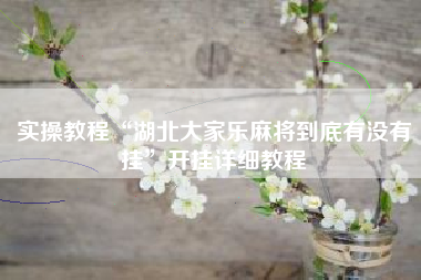 实操教程“湖北大家乐麻将到底有没有挂”开挂详细教程