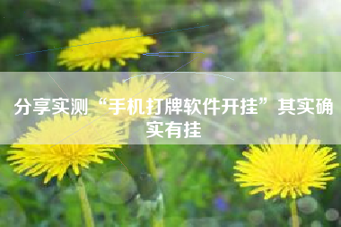 分享实测“手机打牌软件开挂”其实确实有挂 分享实测“手机打牌软件开挂”其实确实有挂