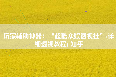 玩家辅助神器：“超酷众娱透视挂”(详细透视教程)-知乎