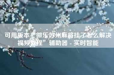 可用版本“微乐苏州麻将挂了怎么解决视频教程”辅助器 - 实时智能