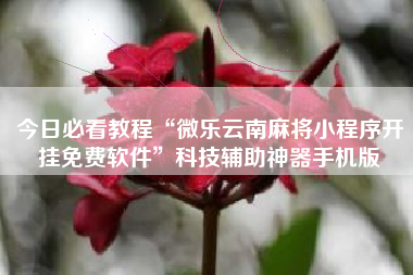 今日必看教程“微乐云南麻将小程序开挂免费软件”科技辅助神器手机版