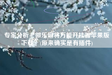 专家分析“微乐麻将万能开挂器苹果版下载”(原来确实是有插件)