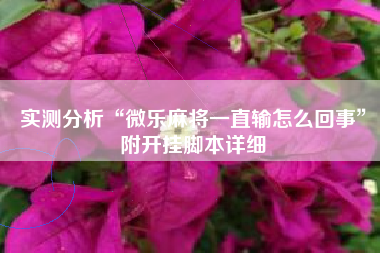 实测分析“微乐麻将一直输怎么回事”附开挂脚本详细