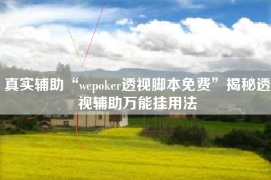 真实辅助“wepoker透视脚本免费”揭秘透视辅助万能挂用法 真实辅助“wepoker透视脚本免费”揭秘透视辅助万能挂用法