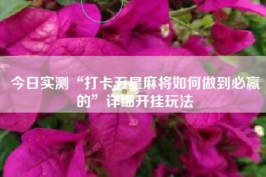 今日实测“打卡五星麻将如何做到必赢的”详细开挂玩法 今日实测“打卡五星麻将如何做到必赢的”详细开挂玩法