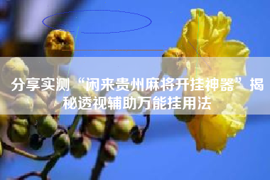 分享实测“闲来贵州麻将开挂神器”揭秘透视辅助万能挂用法