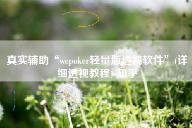 真实辅助“wepoker轻量版透视软件”(详细透视教程)-知乎 真实辅助“wepoker轻量版透视软件”(详细透视教程)-知乎