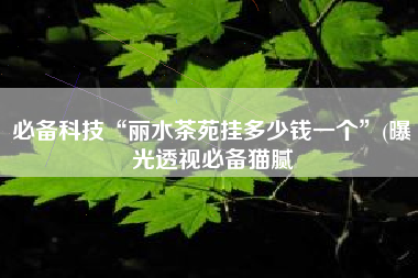 必备科技“丽水茶苑挂多少钱一个”(曝光透视必备猫腻