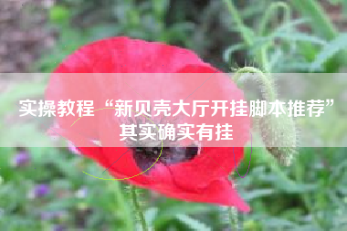 实操教程“新贝壳大厅开挂脚本推荐”其实确实有挂 实操教程“新贝壳大厅开挂脚本推荐”其实确实有挂