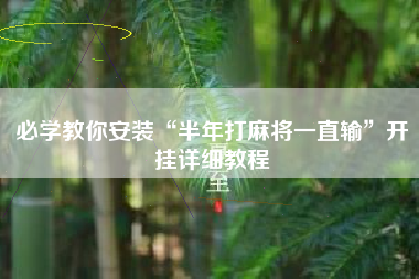 必学教你安装“半年打麻将一直输”开挂详细教程